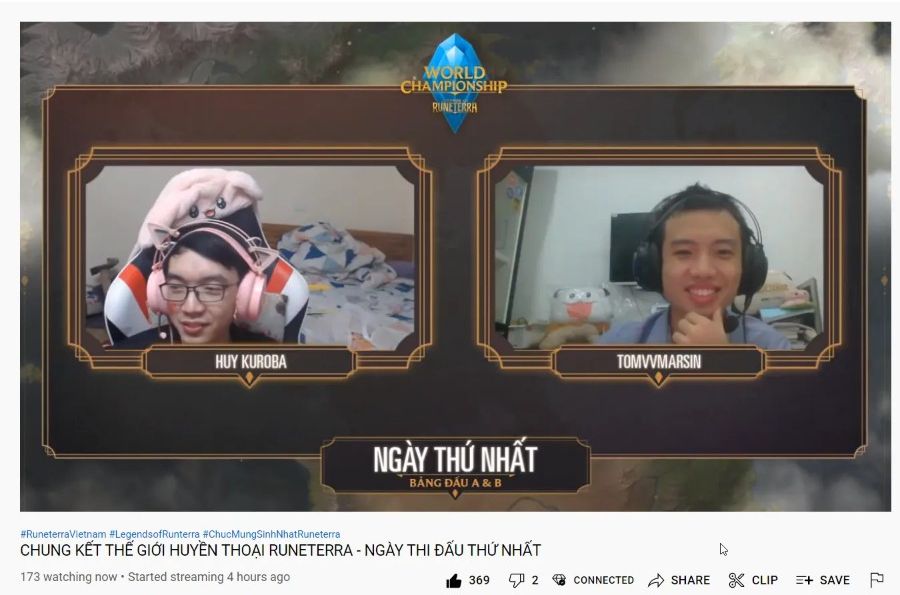Tom bình luận livestream Chung kết Thế giới Huyền Thoại Runeterra, ngày thi đấu thứ nhất
